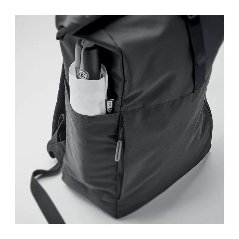 Plecak rolltop na laptop 15" z RPET VALLEY ROLLPACK - Czarny (MO2051-03)