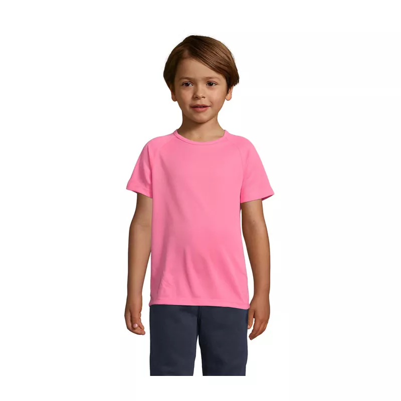 Koszulka sportowa dziecięca 140 g/m² Sol's SPORTY KIDS - Neonowy Róż 2 (S01166-NP)