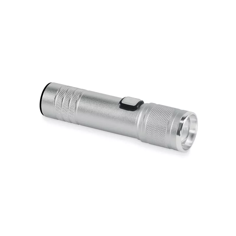 Latarka COB z aluminium z recyklingu FLASHRA - Srebrny Mat (MO2724-16)