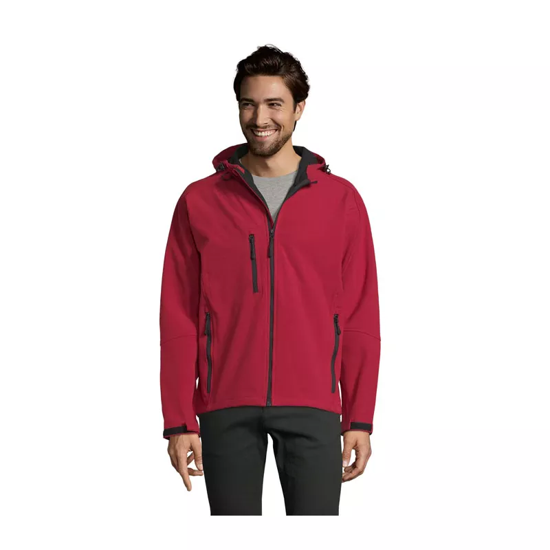 Softshell męski z kapturem 340 g/m² Sol's REPLAY MEN - Pepper Red (S46602-PE)