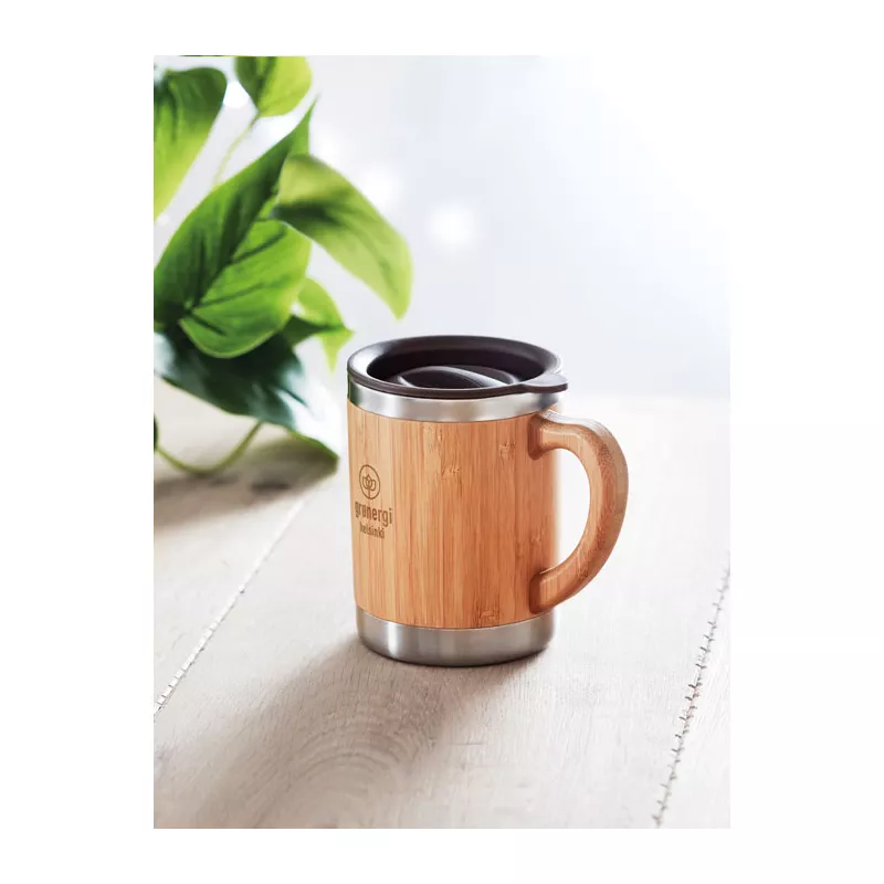 Kubek termiczny w bambusowej obudowie 300 ml MOKKA - Drewna (MO9689-40)
