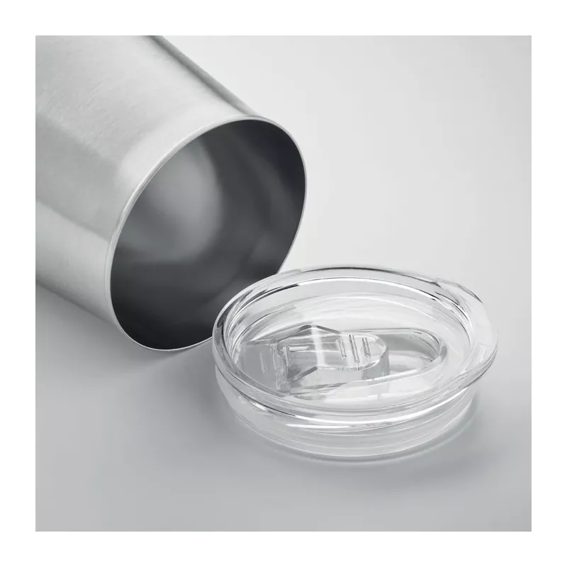 Kubek ze stali z recyklingu 500 ml z pokrywką URSA - Srebrny Mat (MO2090-16)