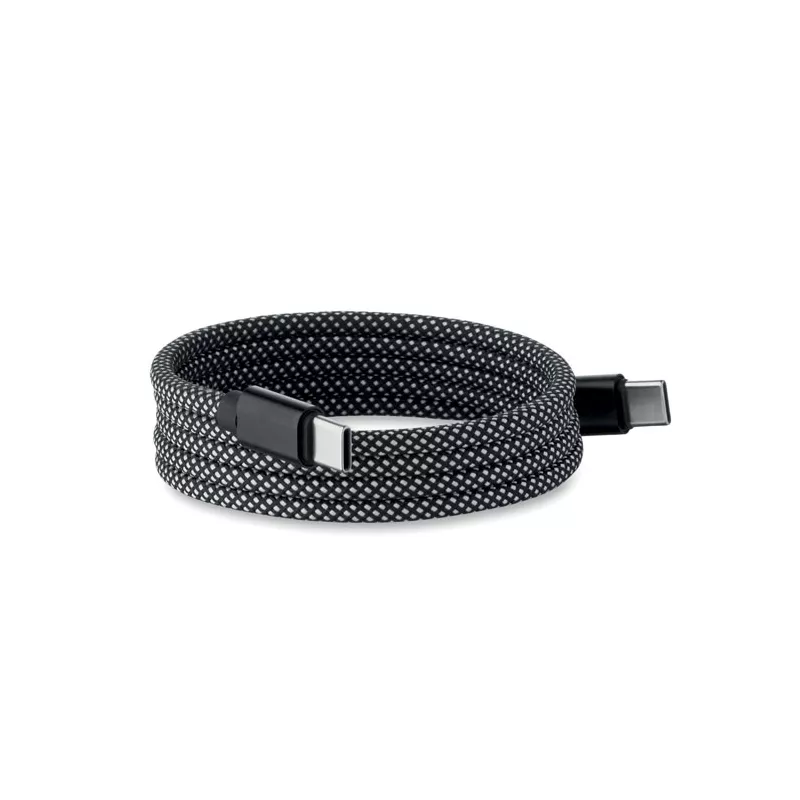 Kabel magnetyczny pleciony USB-C 60W z RPET BRAID - Bialy/Czarny (MO2778-33)