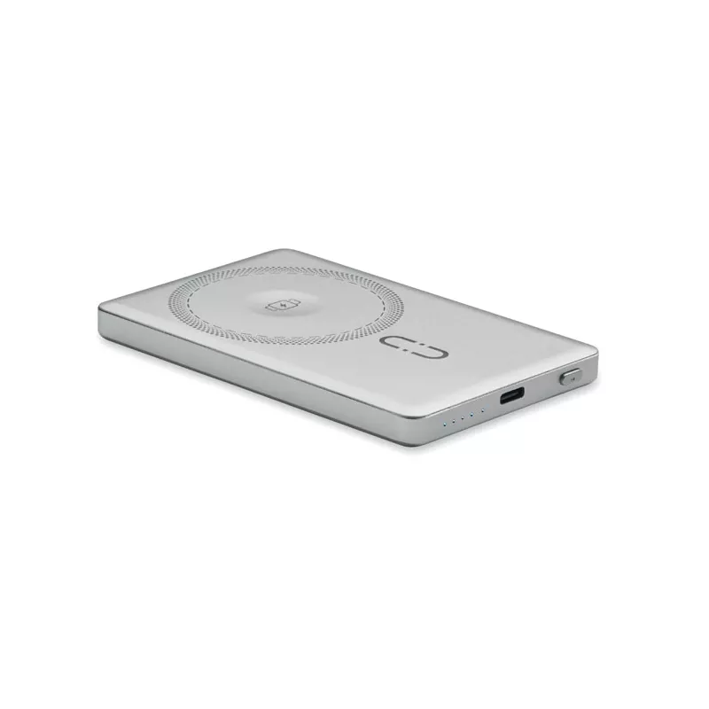 Powerbank magnetyczny 5000 mAh z aluminium CORE - Srebrny Mat (MO3179-16)
