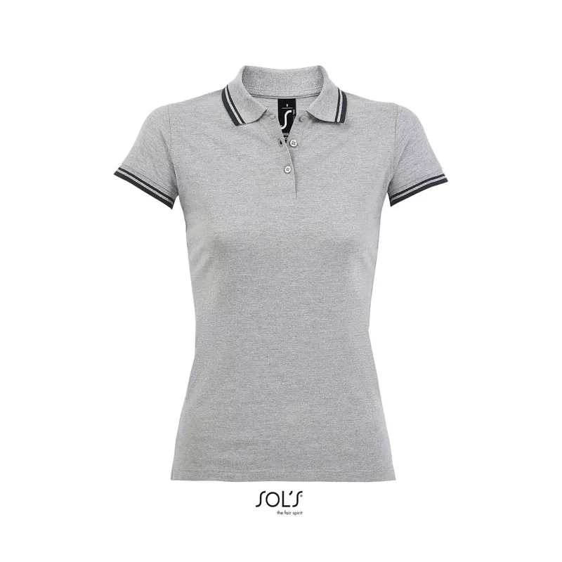 Polo damskie z piki 200 g/m² Sol's PASADENA WOMEN - Grey Melange/ French Navy (S00578-GF)