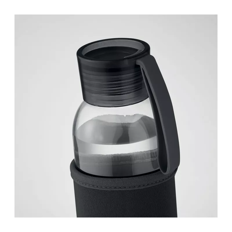 Butelka szklana z recyklingu 500 ml w etui EBOR - Czarny (MO2089-03)