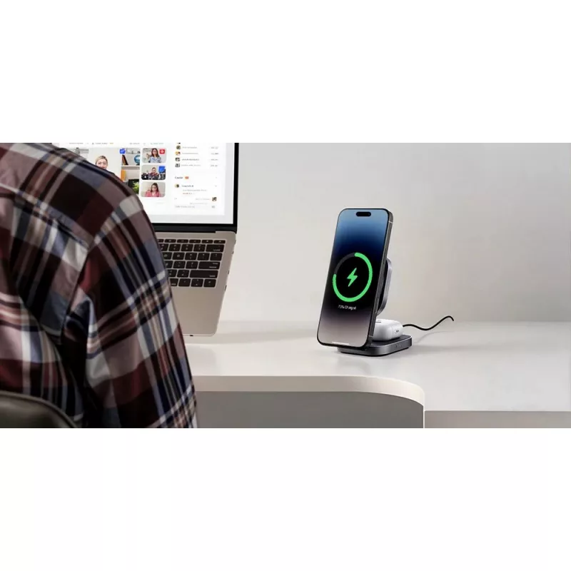 Magnetyczna ładowarka bezprzewodowa 15W Aukey - grafitowy (VAM11-15)