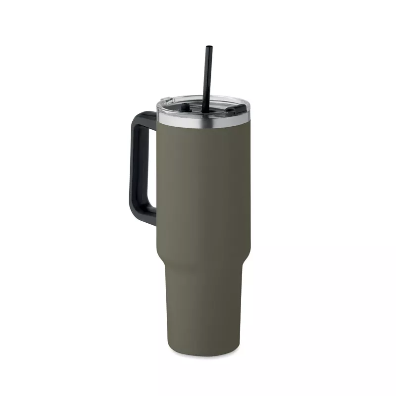 Kubek termiczny stalowy ze słomką 1200 ml SUMA - Ciemnozielony (MO2327-60)