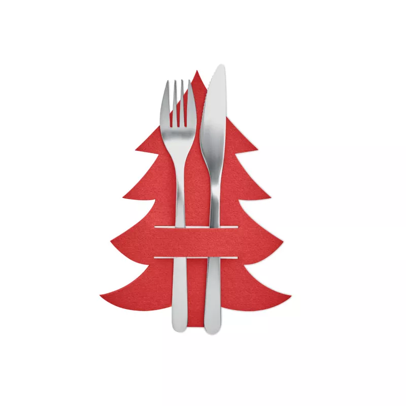 Uchwyty na sztućce z filcu RPET 4 szt. TREESGUARD - Czerwony (CX1479-05)