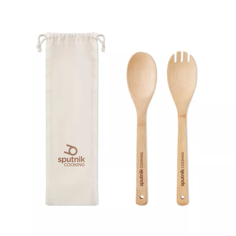 Łyżki do sałatki bambusowe 2 szt. MAYEN SET - Bezowy (MO9903-13)
