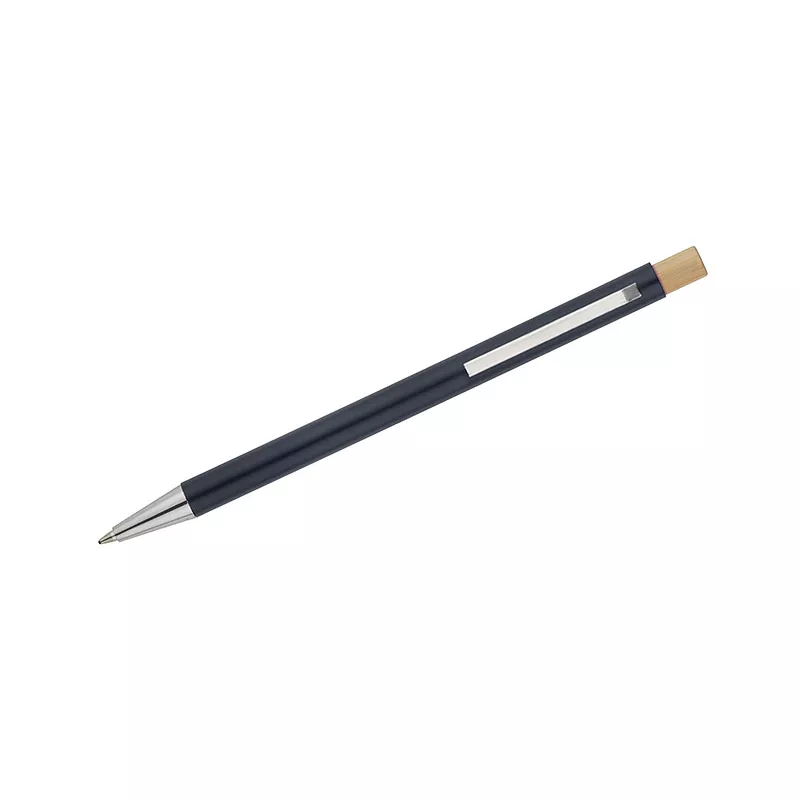 Długopis metalowy z bambusowym przyciskiem KIVO - granatowy (19732-06)