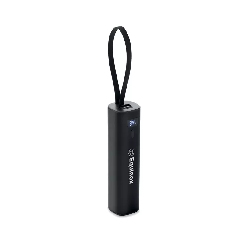 Powerbank aluminiowy 5000 mAh z kablem USB-C POWERTUBE - Czarny (MO3144-03)