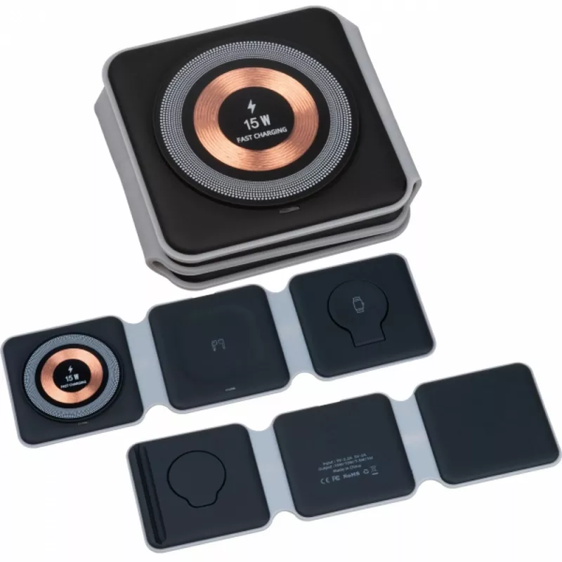 Ładowarka indukcyjna 3w1 AMY - czarny (3524703)