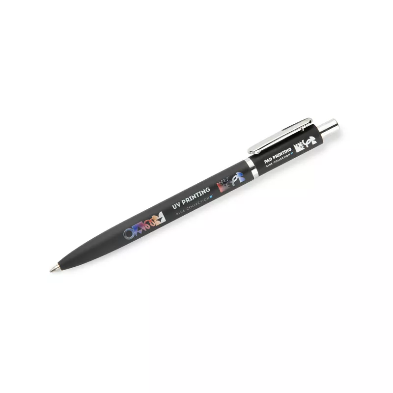 Długopis metalowy z powłoką typu soft touch ELMO - czarny (19084-02)