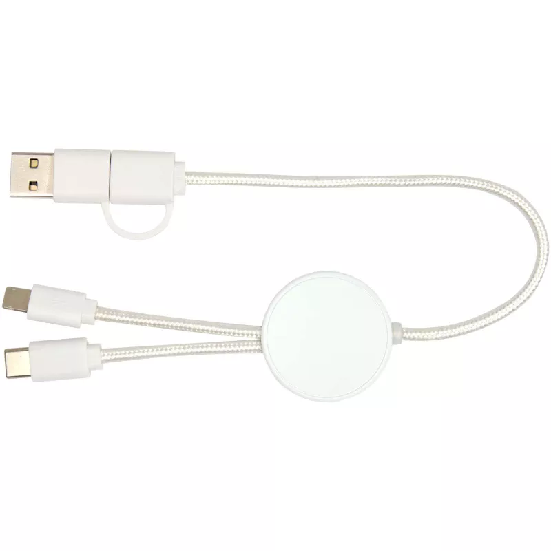 Citala kabel do synchronizacji danych i szybkiego ładowania 5 w 1 27 W o długości 30 cm z tworzyw sztucznych pochodzących z recyklingu - Biały (12442701)