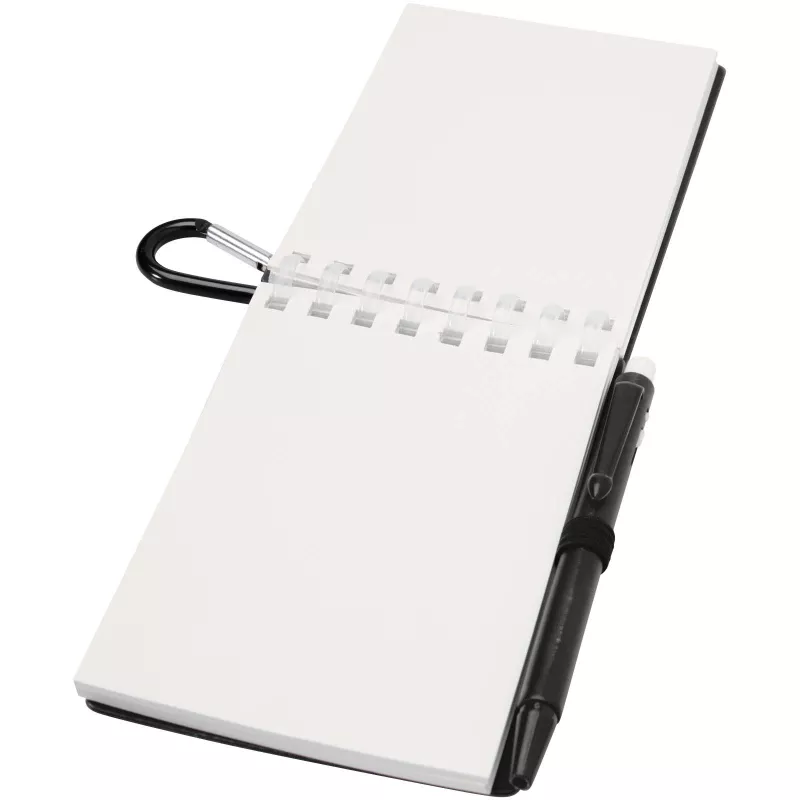 Lig Mini outdoorowy zestaw z notatnikiem w miękkiej okładce z tworzyw sztucznych pochodzących z recyklingu i długopisem (niebieski tusz) - Czarny (10705190)