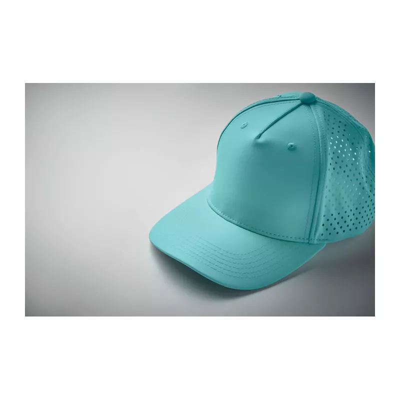 Czapka z daszkiem sportowa 5-panelowa 130 g/m² CAPO - Turkusowy (MO2543-12)
