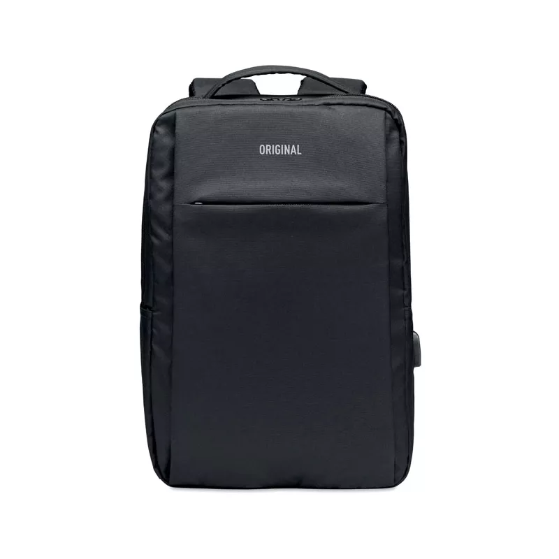 Plecak na laptop 13" z RPET z kablem USB SEOUL - Czarny (MO6328-03)