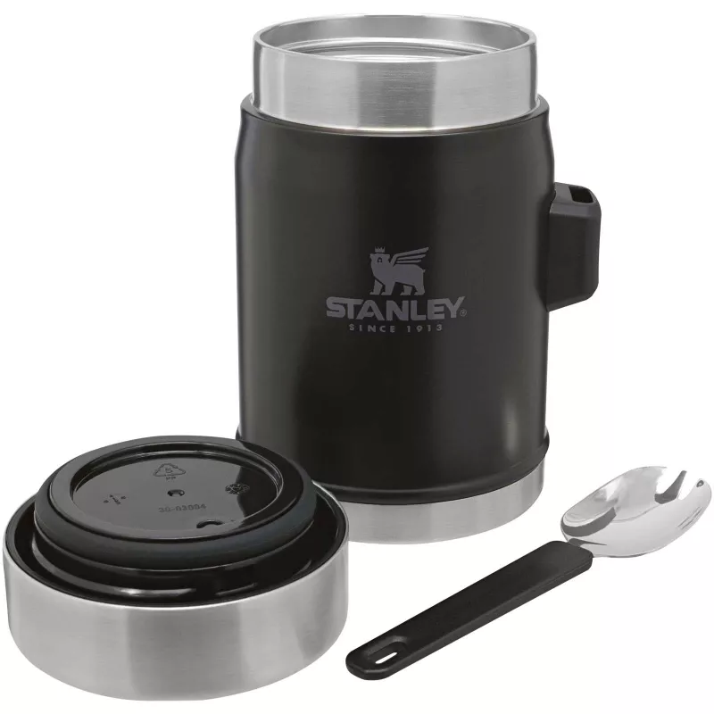 Słoik na żywność Stanley Legendary z łyżko-widelcem, o pojemności 400 ml - Czarny matowy (10088190)