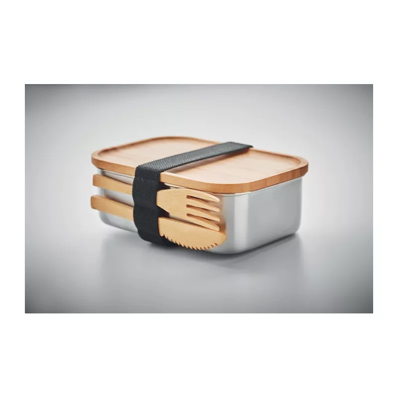 Lunchbox stalowy z bambusową pokrywką 600 ml SAVANNA - Drewna (MO9967-40)
