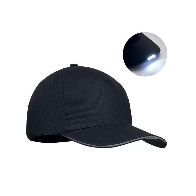 Czapka z daszkiem z podświetleniem LED 220 g/m² LUZCAP - Czarny (MO2439-03)