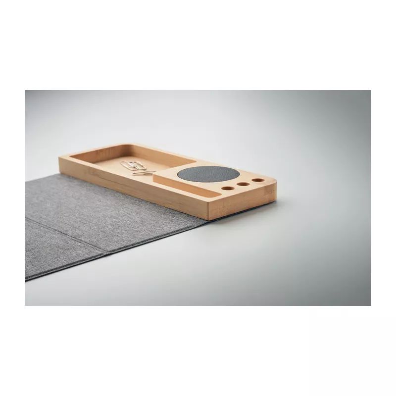 Organizer na biurko z ładowarką indukcyjną 15W PANDU - Drewna (MO2281-40)