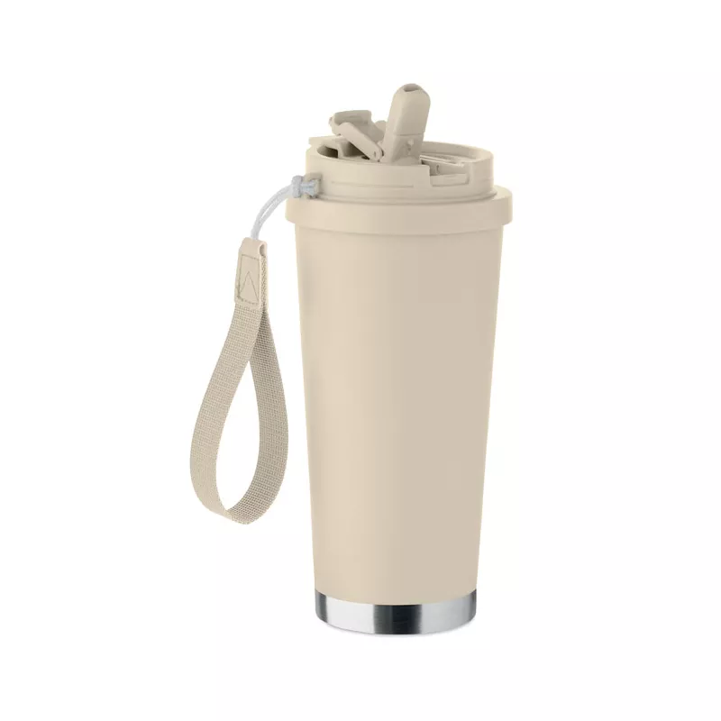 Kubek termiczny 2 w 1 ze stali 500 ml TOPAZ LARGE - Bezowy (MO2662-13)