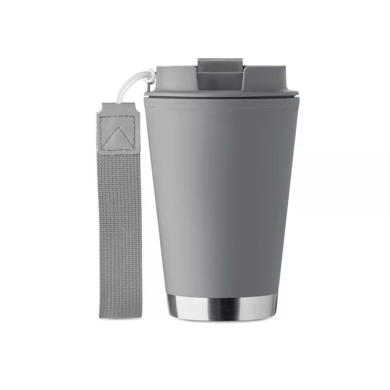 Kubek dwuścienny z PP z paskiem 300 ml TOPIZ - Kamienny Szary (MO2596-15)