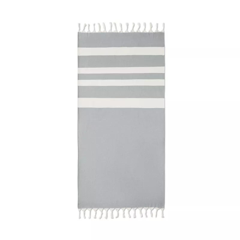 Ręcznik hammam z recyklingu 75x150 cm 140 g/m² AGOURA - Kamienny Szary (MO6554-15)