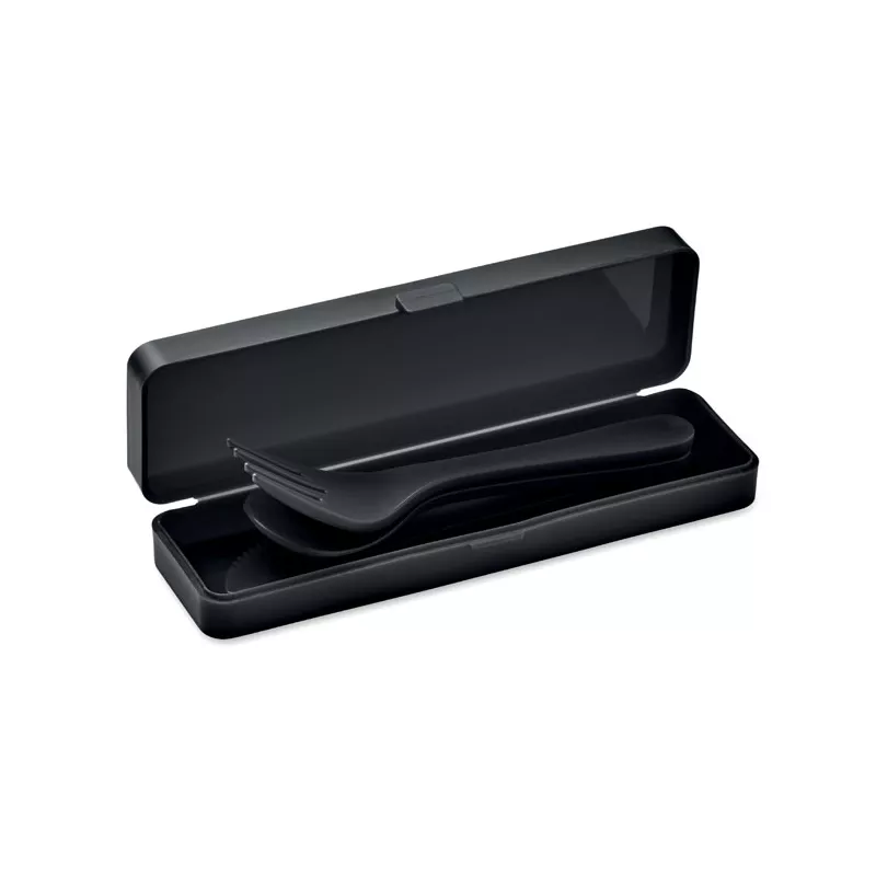 Zestaw 3 sztućców z PP w etui RIGATA - Czarny (MO6661-03)