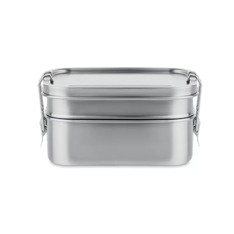 Pudełko na lunch stalowe 2 komory 1200 ml DOUBLE CHAN - Srebrny Mat (MO6212-16)