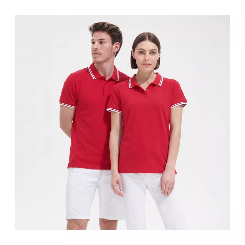 Polo damskie z piki 200 g/m² Sol's PASADENA WOMEN - Rojo/Blanco (S00578-RE)