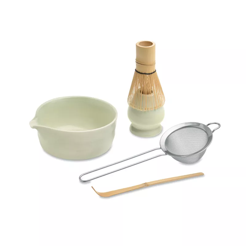 Zestaw do matchy 5 elementów z ceramiczną miską MATCHY - Miętowy Zielony (MO3215-77)
