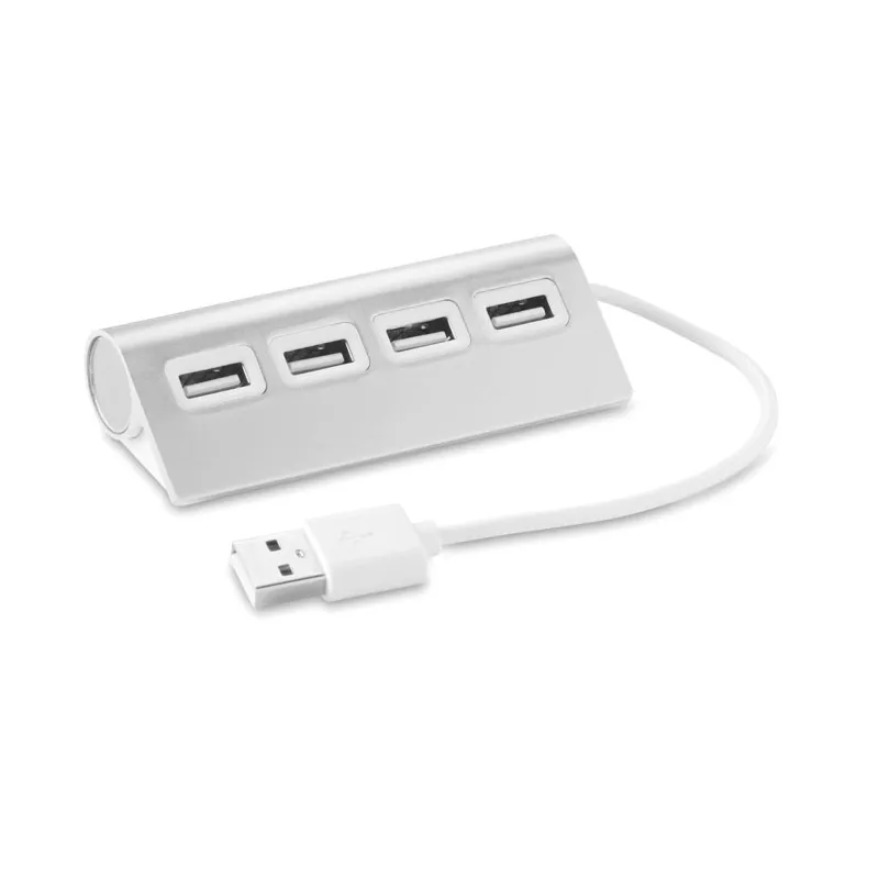 Hub USB 2.0 4-portowy aluminiowy ALUHUB - Srebrny Mat (MO8853-16)