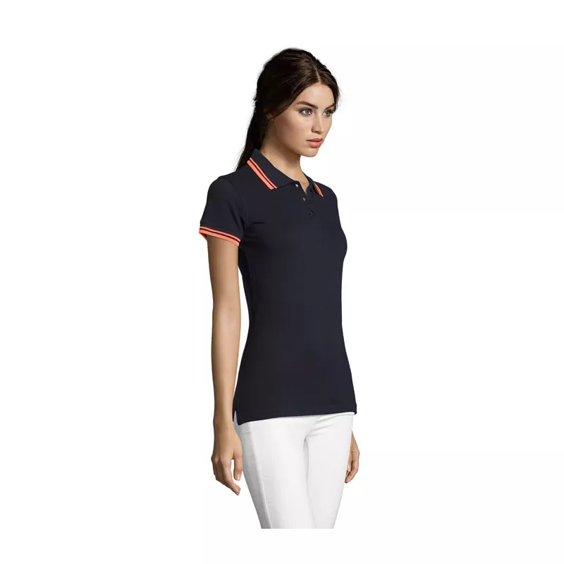 Polo damskie z piki 200 g/m² Sol's PASADENA WOMEN - French Navy/Neon Orange (S00578-FO)