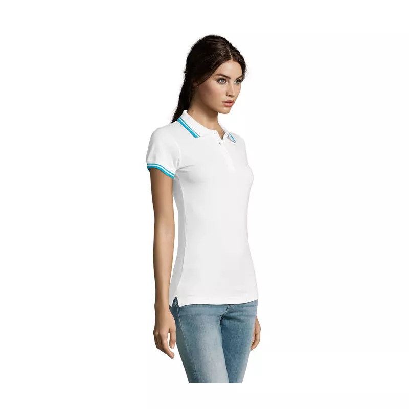Polo damskie z piki 200 g/m² Sol's PASADENA WOMEN - White/Aqua (S00578-QU)