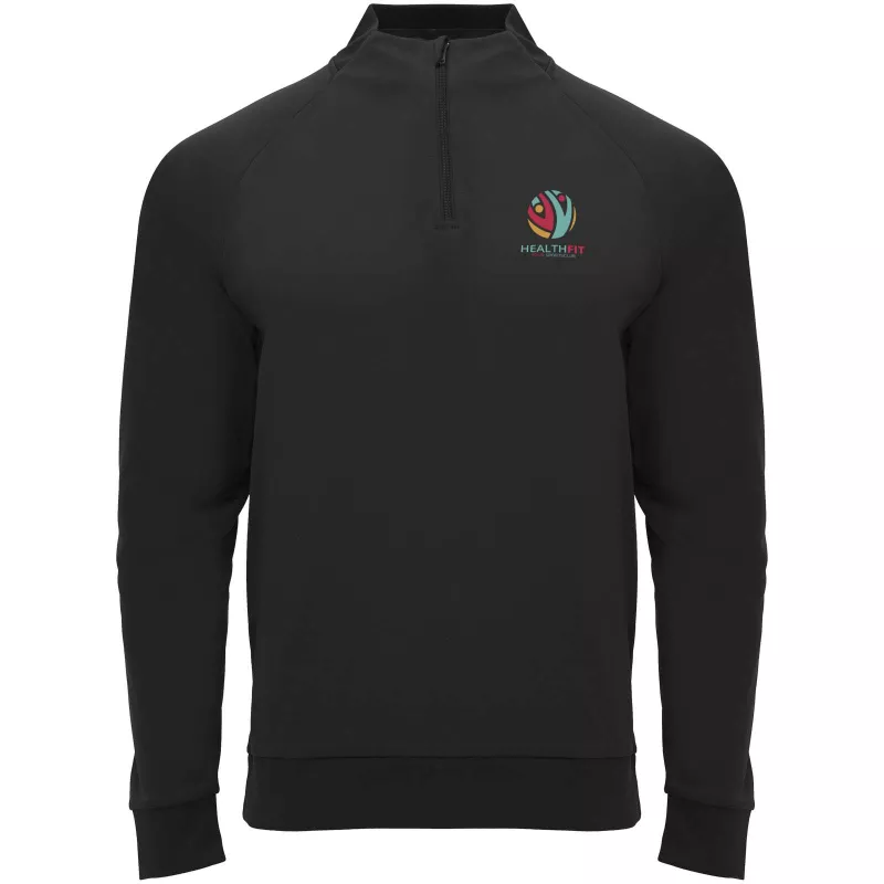 Epiro bluza unisex z długim rękawem i zamkiem błyskawicznym 1/4 200 g/m² - Czarny (R1115-BLACK)