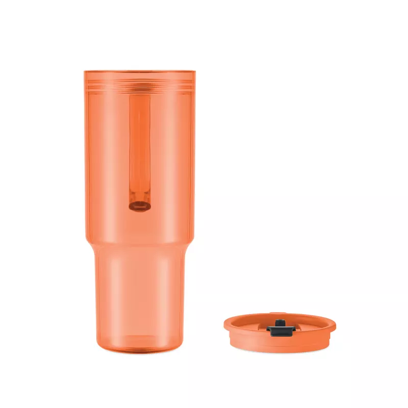 Kubek z RPET ze słomką 1200 ml MUGORA - Przezroczysty Pomaranczowy (MO2964-29)