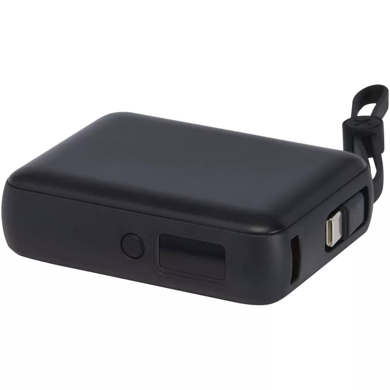 Acrux powerbank do tabletu o pojemności 10 000 mAh i mocy 35 W z wbudowanym kablem typu C - wykonany z tworzyw sztucznych pochodzących z recyklingu. - Czarny (12445090)