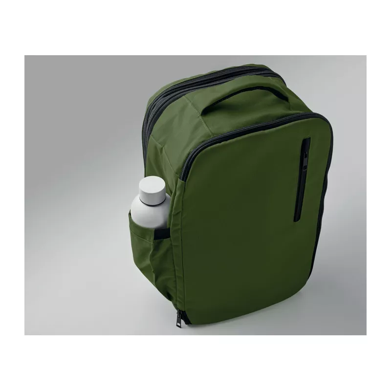 Plecak kabinowy z RPET na laptop 15" FLYSAFE - Ciemnozielony (MO2840-60)