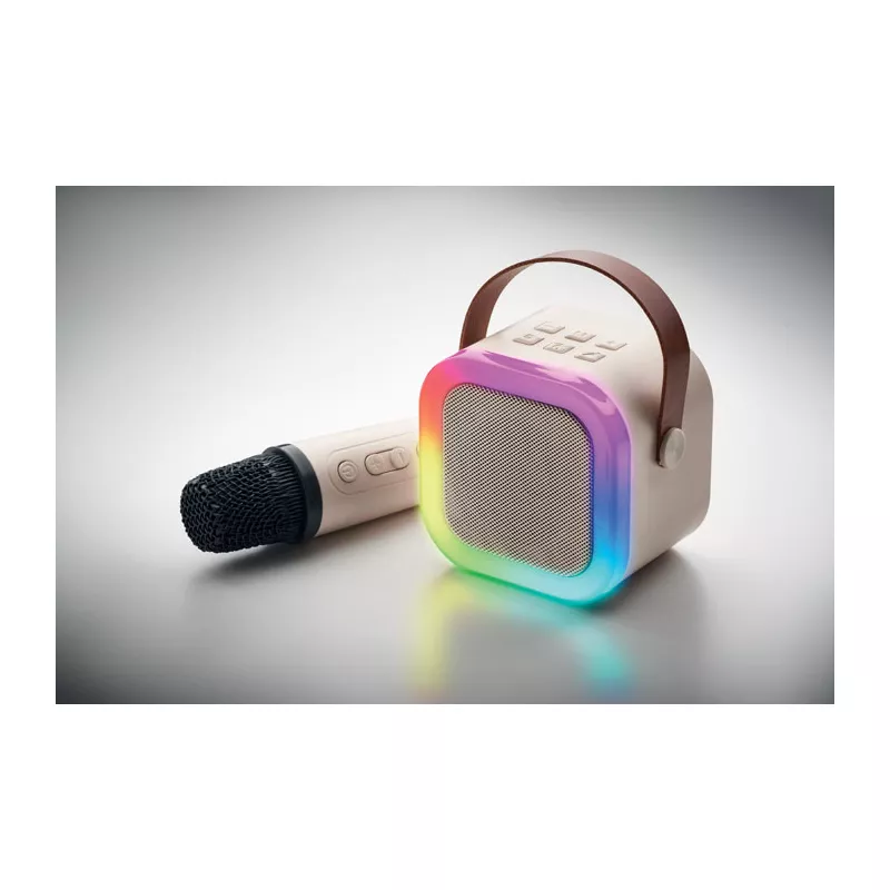 Zestaw karaoke z głośnikiem 5W i mikrofonem KARASET+ - Bezowy (MO2665-13)
