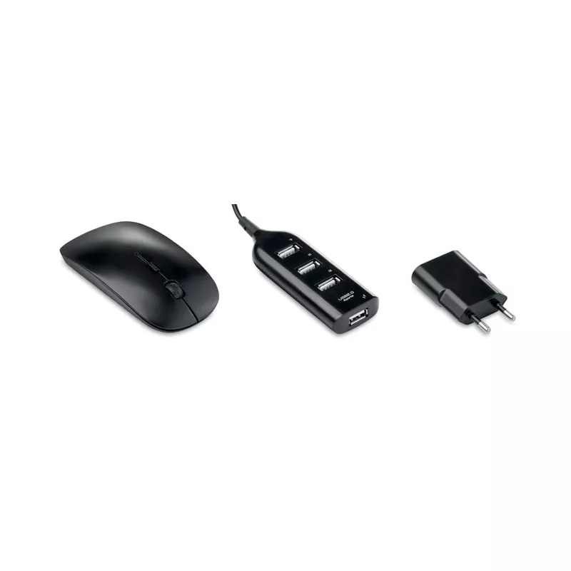 Zestaw akcesoriów z powerbankiem 4000 mAh POWERSET - Czarny (MO8827-03)