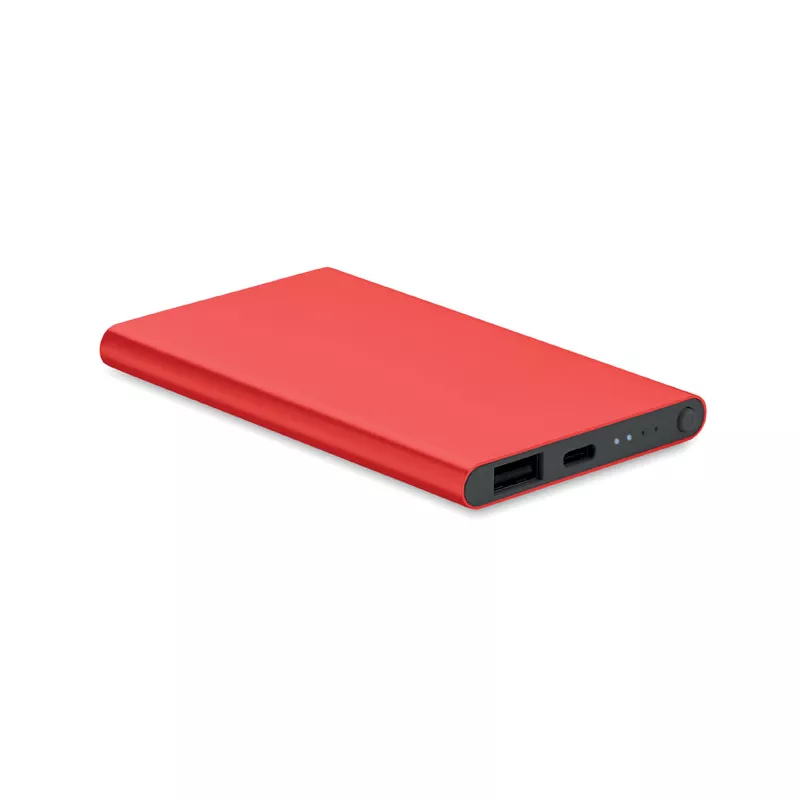 Powerbank płaski 4000 mAh aluminiowy POWERFLAT C - Czerwony (MO6825-05)