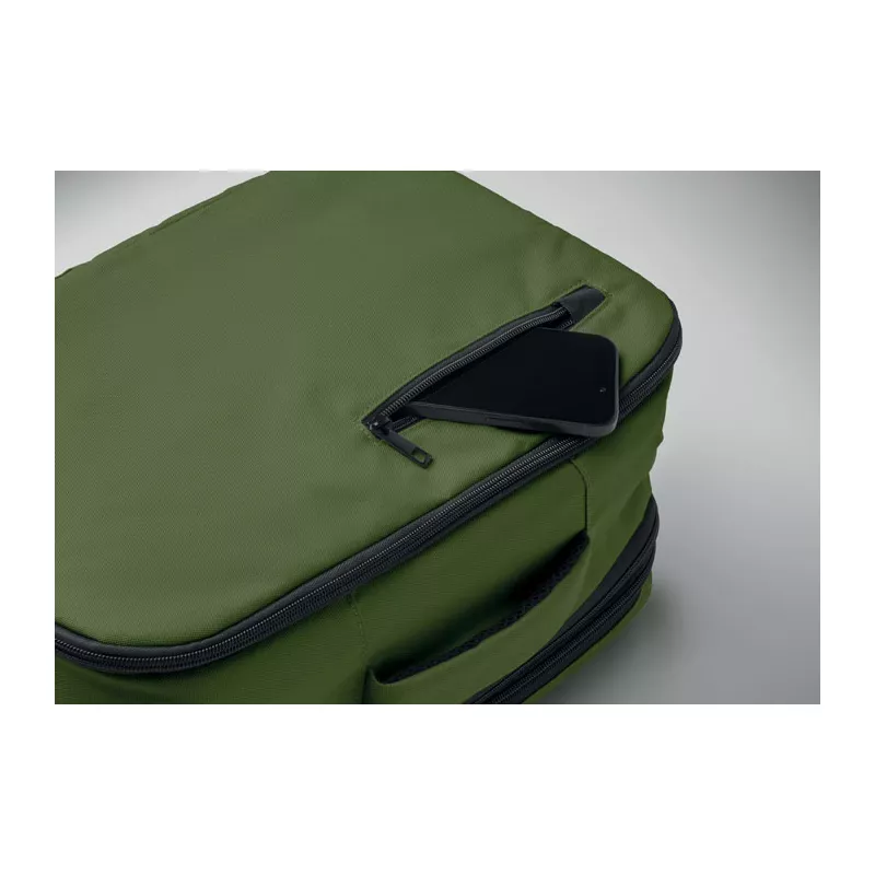 Plecak kabinowy z RPET na laptop 15" FLYSAFE - Ciemnozielony (MO2840-60)