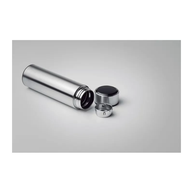 Butelka termiczna z termometrem LED 450 ml POLE - Srebrny Mat (MO9796-16)