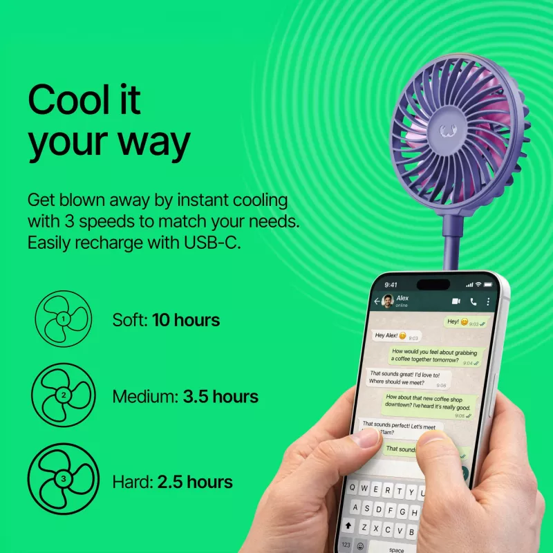Fresh 'n Rebel Bezprzewodowy Magnetyczny Wentylator z Podstawką pod Telefon - purpurowy (LT49755-N0072)