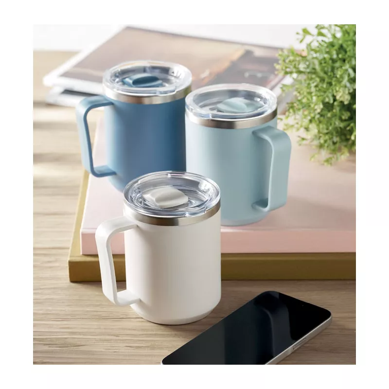 Kubek dwuścienny z przesuwaną pokrywką 400 ml COCOA - Bialy (MO2900-06)