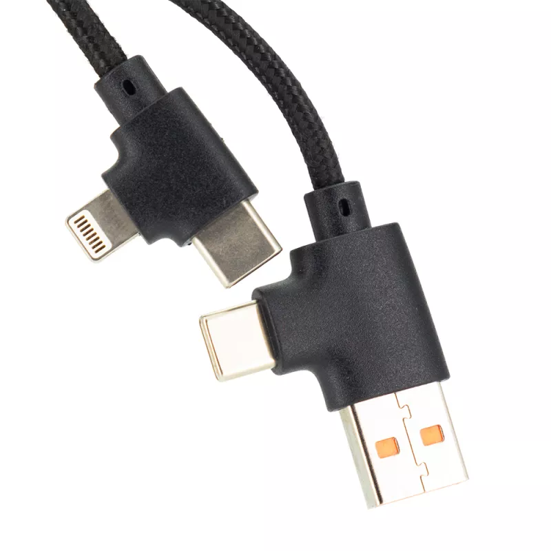 Długi drewniany kabel 4w1 z podświetlanym logo - beżowy (EG059813)