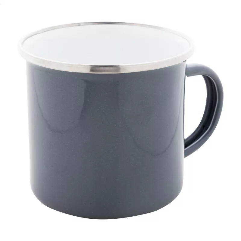 Kubek metalowy emaliowany w stylu vintage z obręczą ze stali nierdzewnej Enavint 300 ml - szary (AP808123-77)