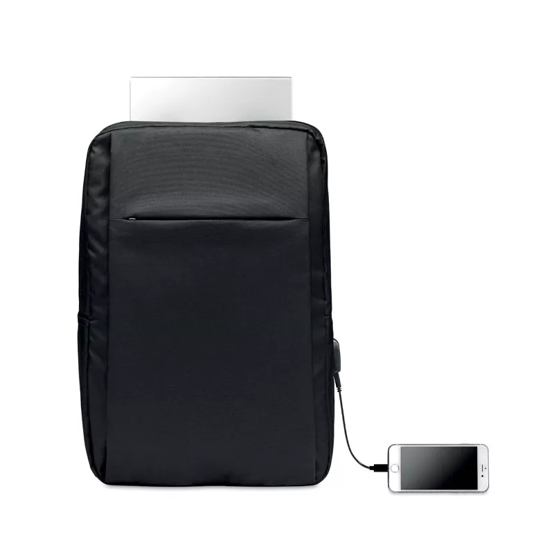 Plecak na laptop 13" z RPET z kablem USB SEOUL - Czarny (MO6328-03)